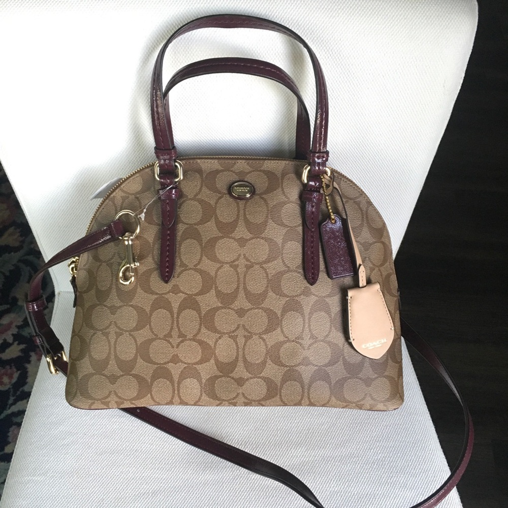 NWT COACH PEYTON SIGNATURE CORA DOMED SATCHEL F24606 Sherry